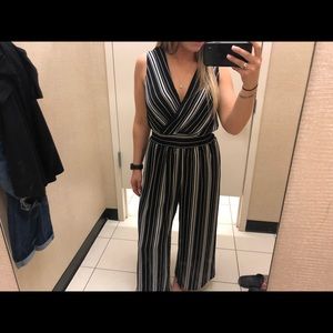 Black and white striped jumpsuit